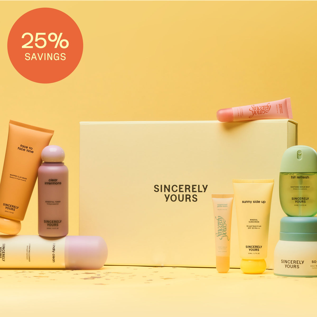 The All Yours Set keepsake box with the full routine, 25% savings