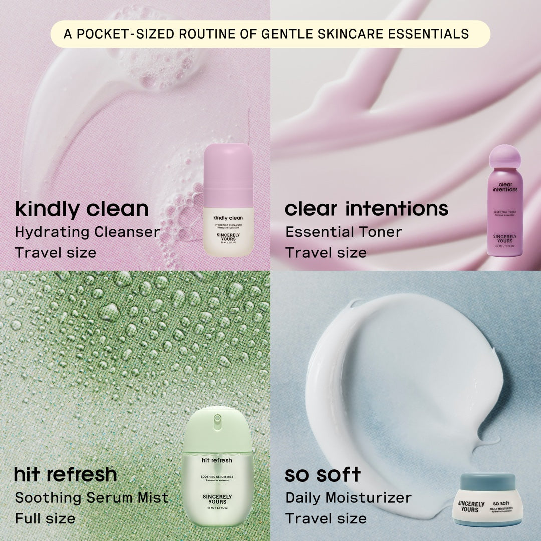 P.S. Special Delivery pocket-sized routine of gentle skincare essentials