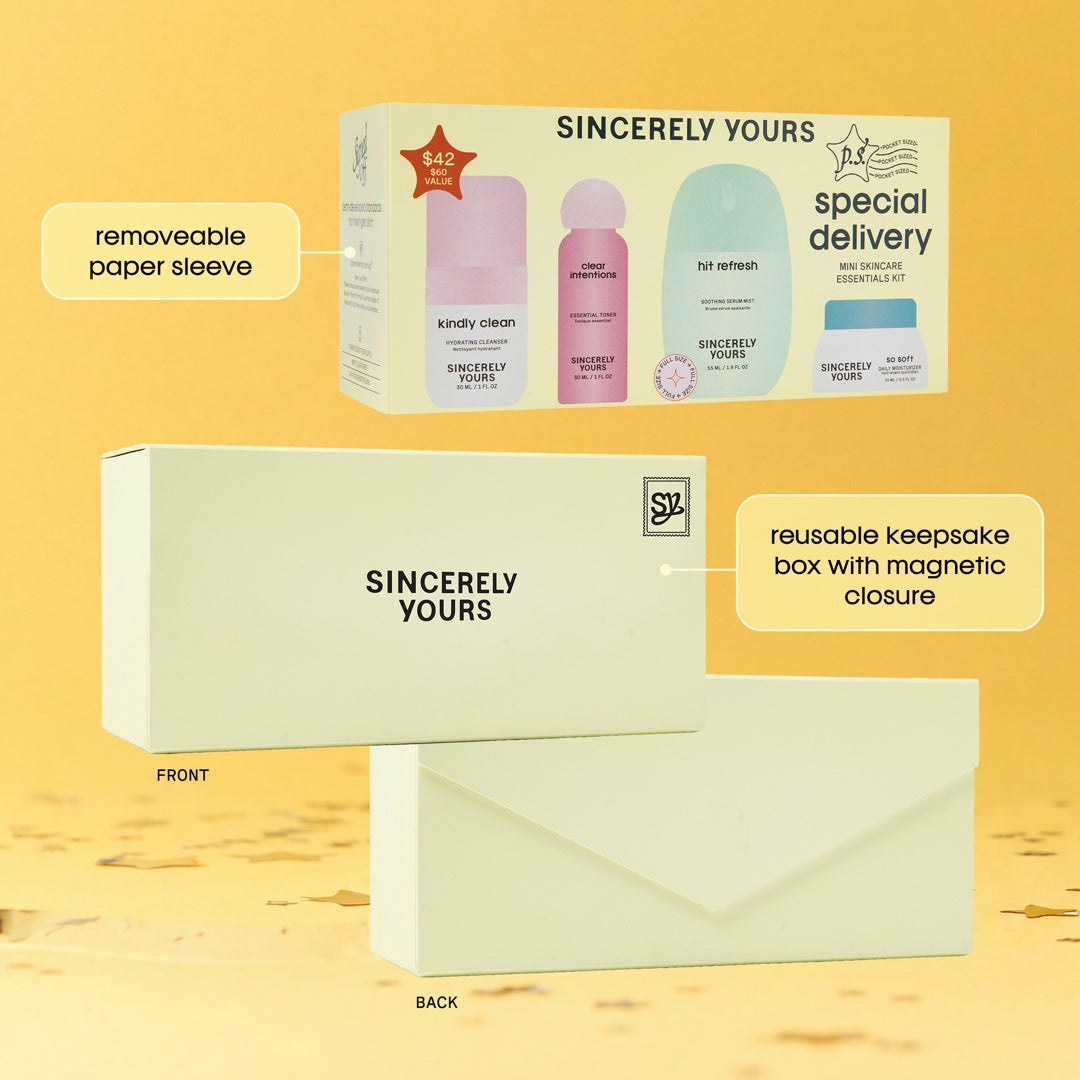 P.S. Special Delivery removable paper sleeve and magnetic keepsake box