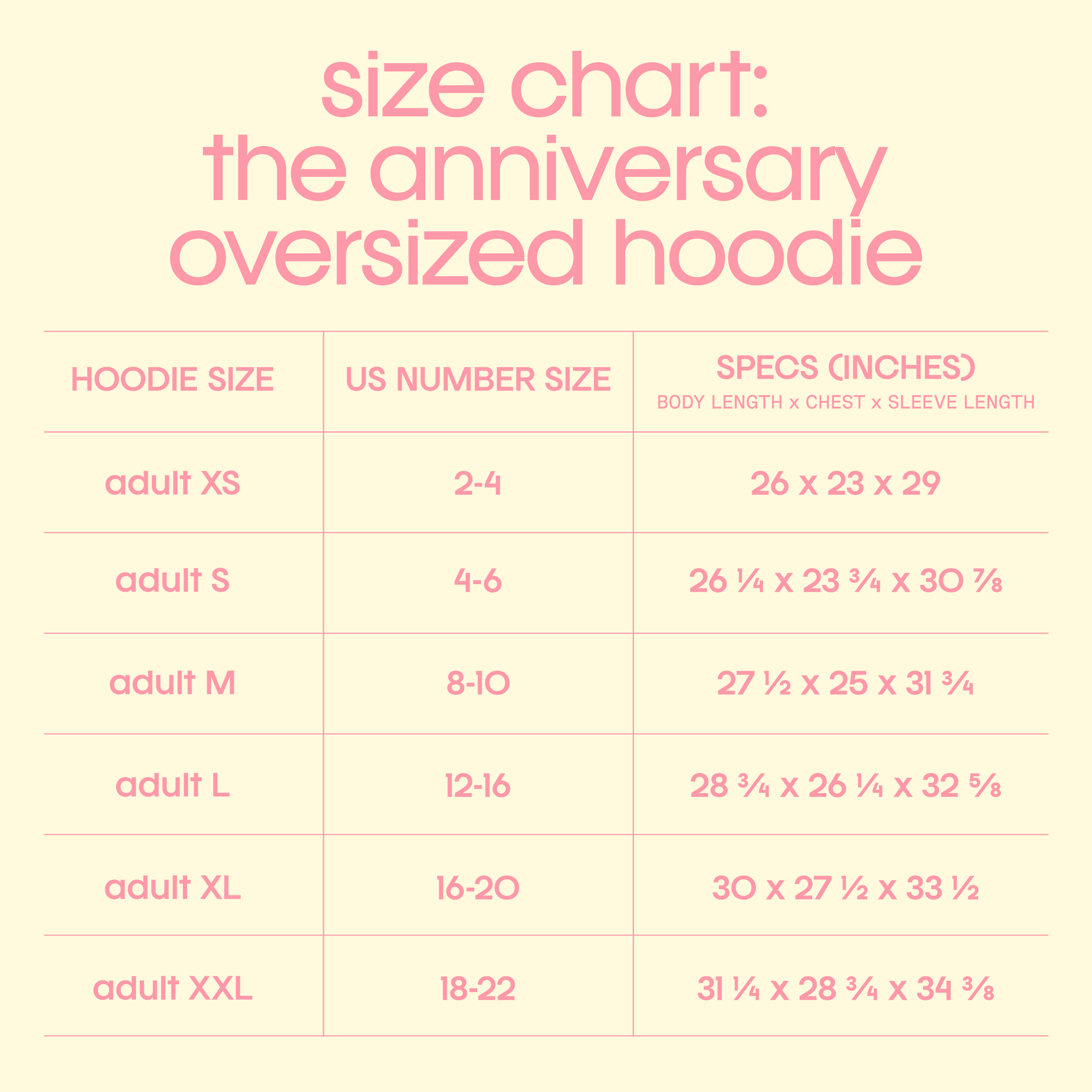 the year one hoodie fit chart